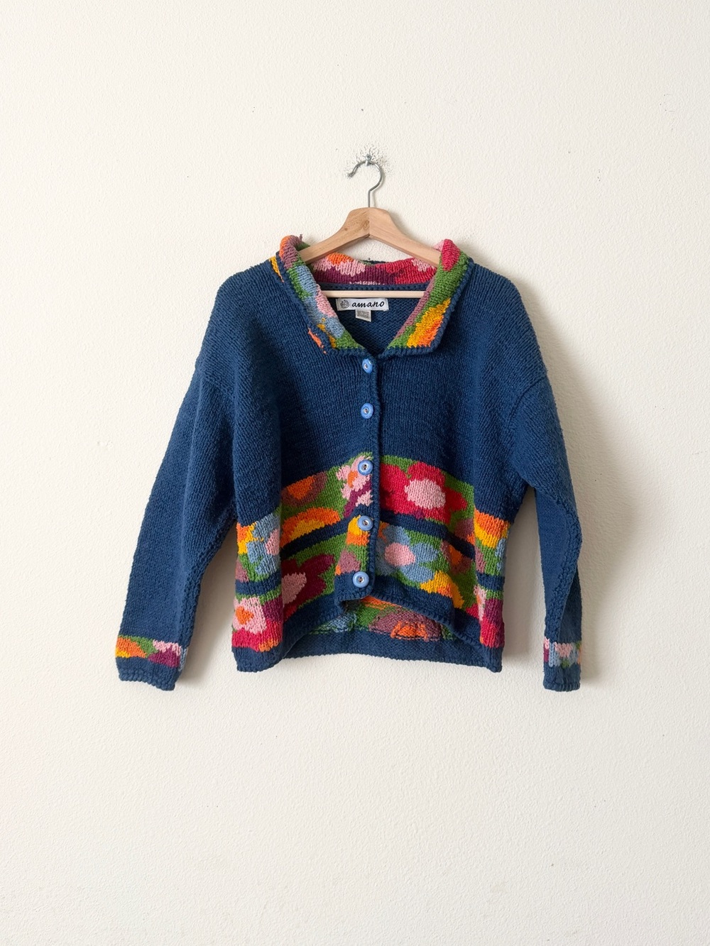 Vintage Amano one size (small?) blue floral pattern cardigan